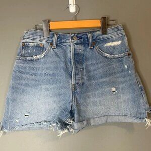 Abercrombie & Fitch size 27 Light Blue Distressed Jean Short Shorts